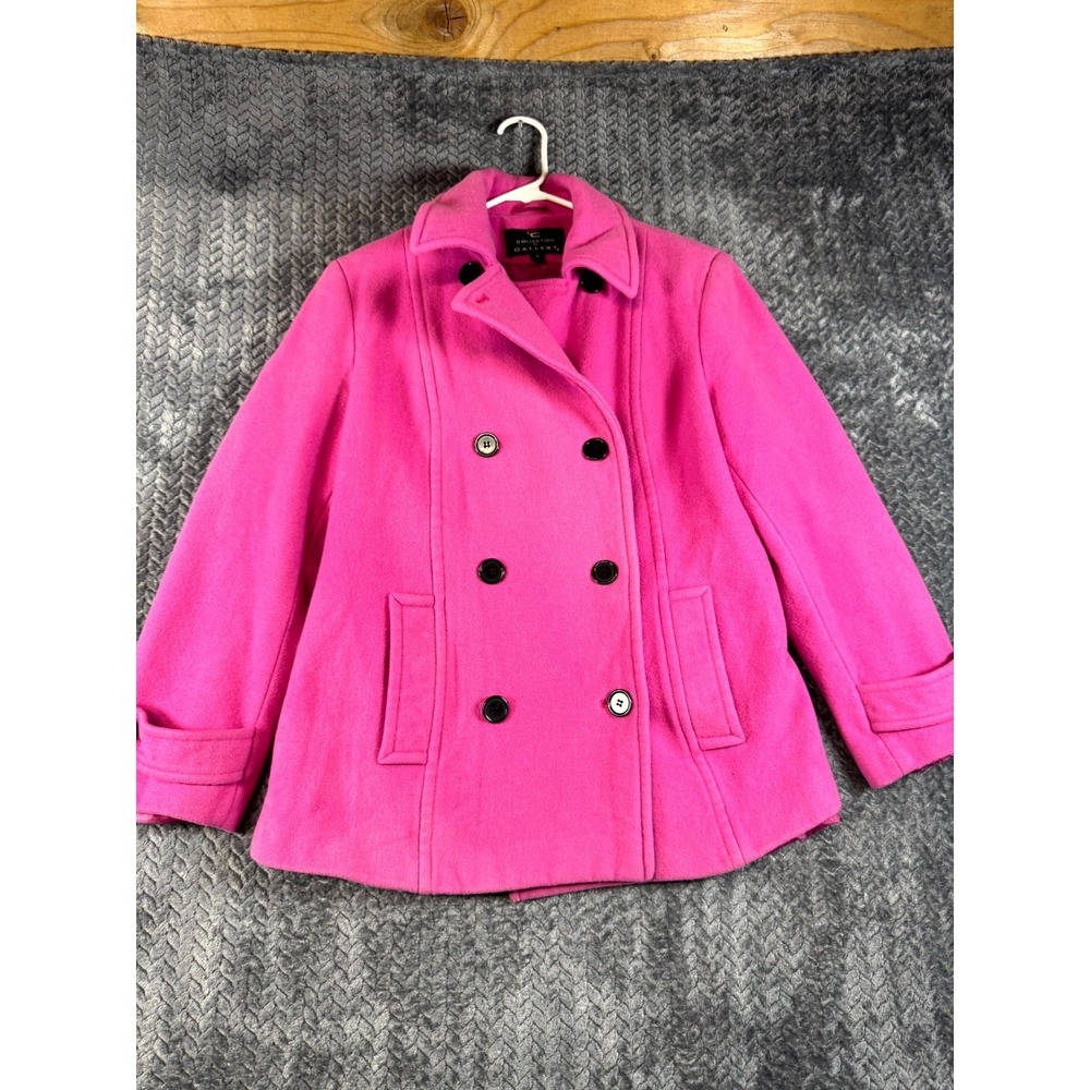 Collection By Gallery Pea Coat Womens Medium Pink Wool Lined Double Breasted‎